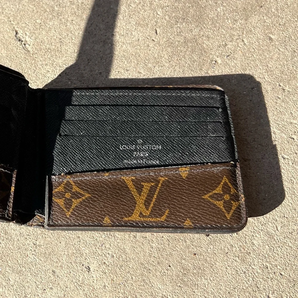Louis Vuitton Brown Monogram Wallet Multiple Macasser Brown Black Leather 2009